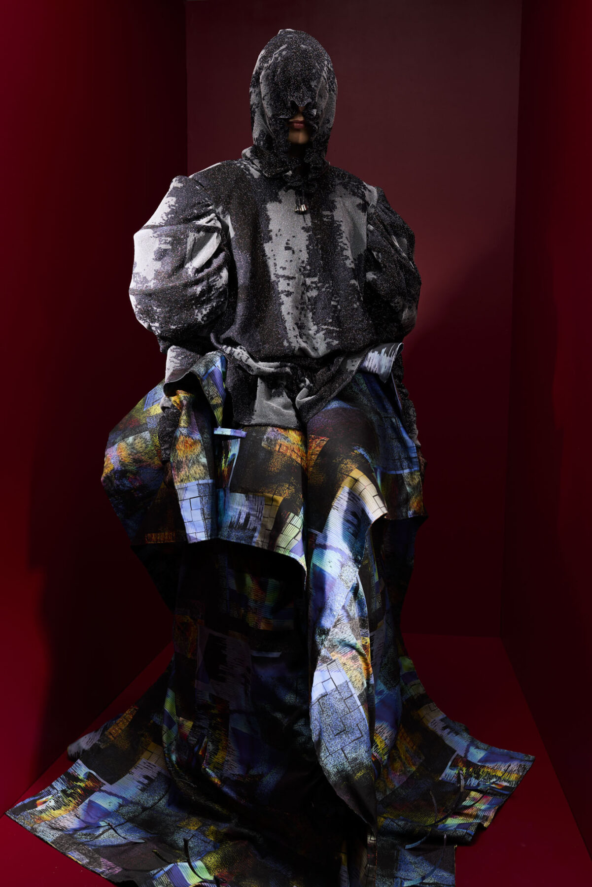 Model wearing Aalto University graduate collection