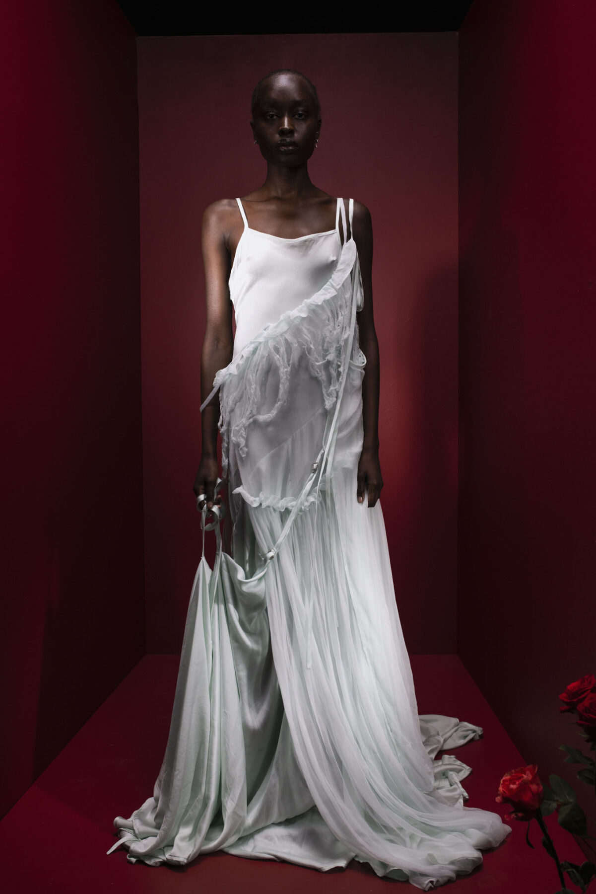 Model wearing Aalto University graduate collection