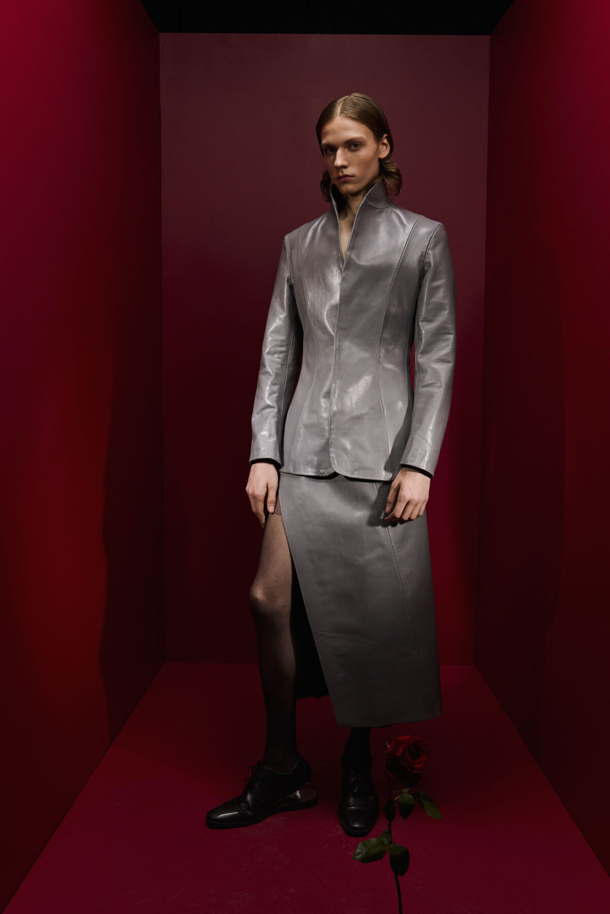 Model wearing Aalto University graduate collection
