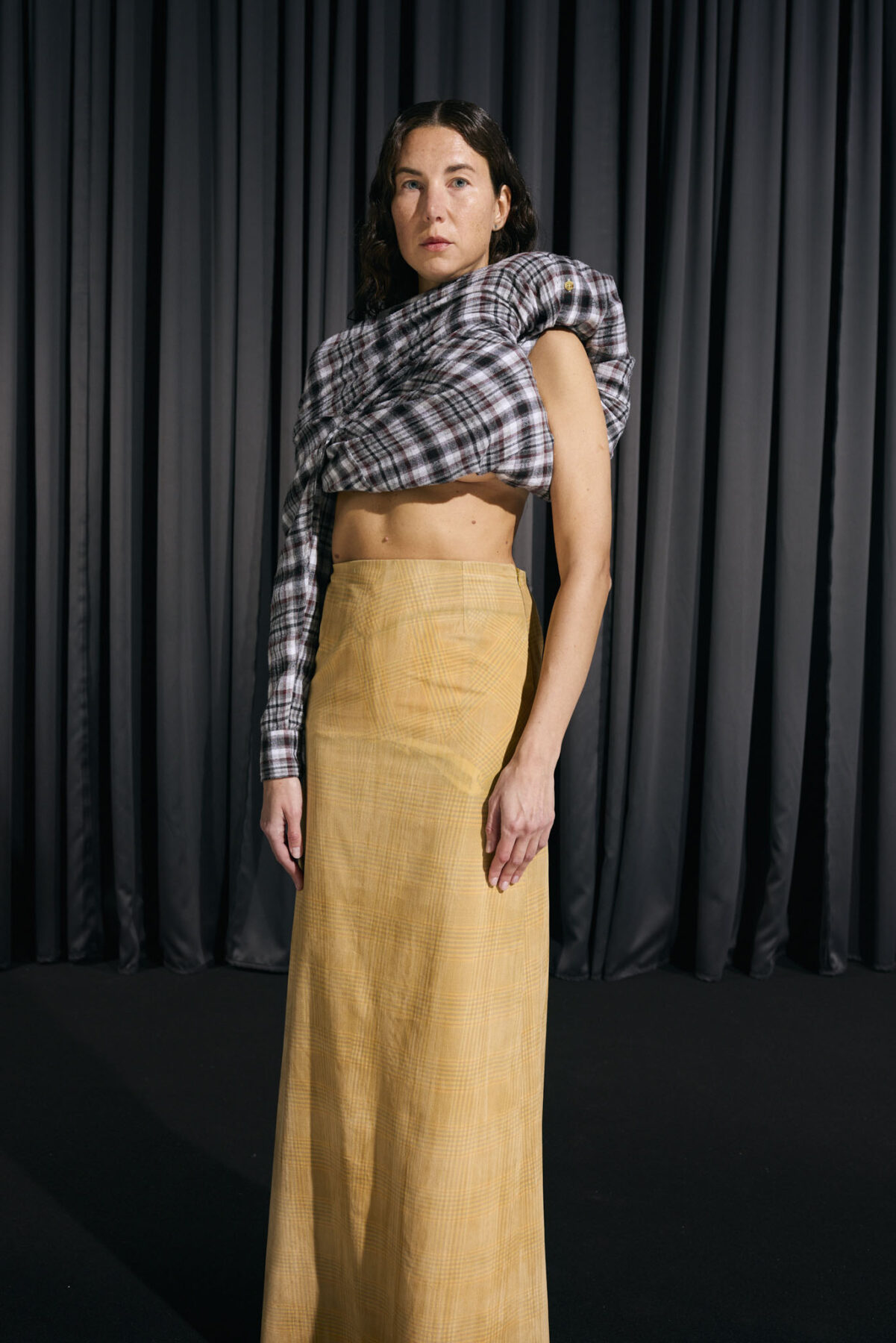 Model wearing Aalto University graduate collection