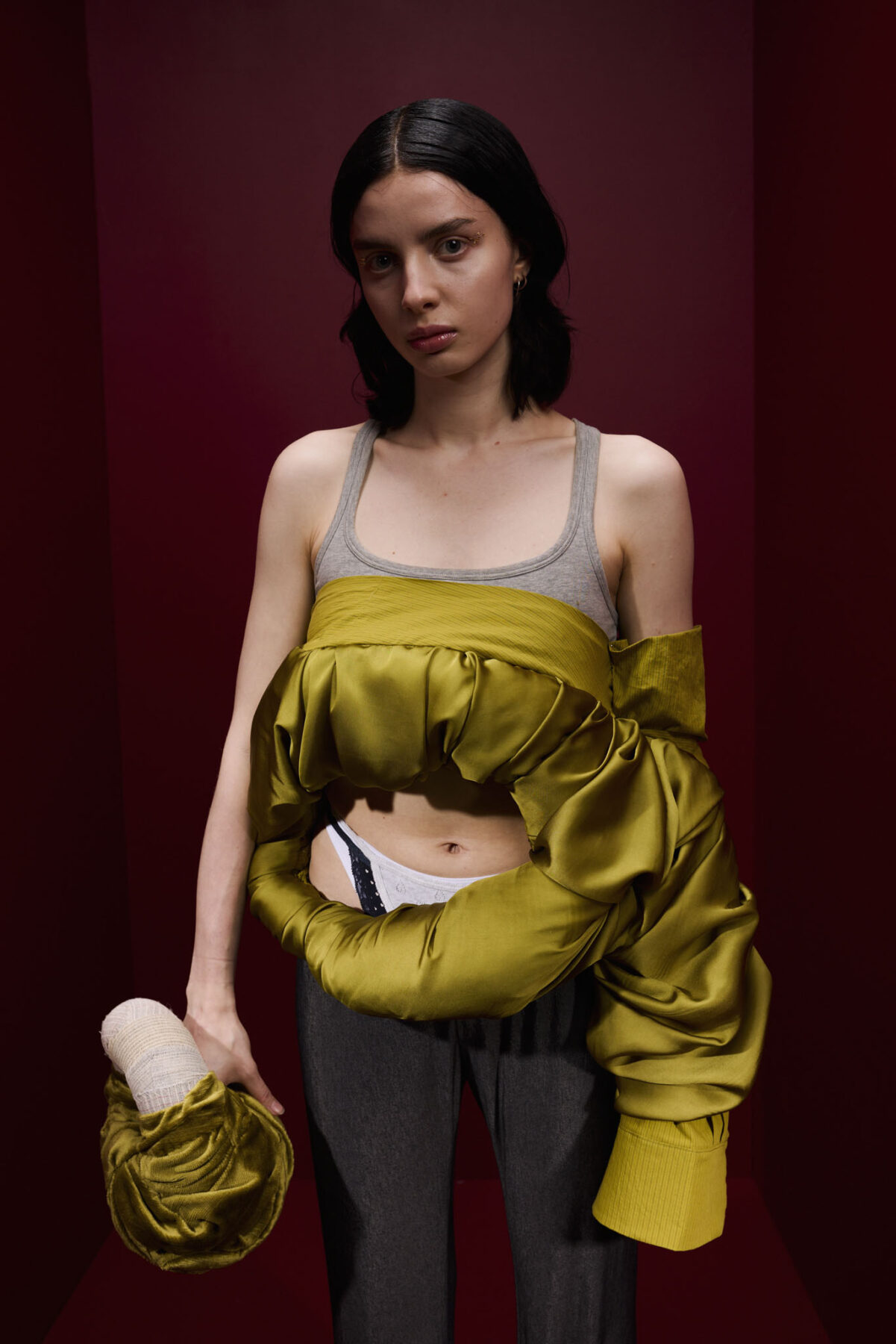 Model wearing Aalto University graduate collection