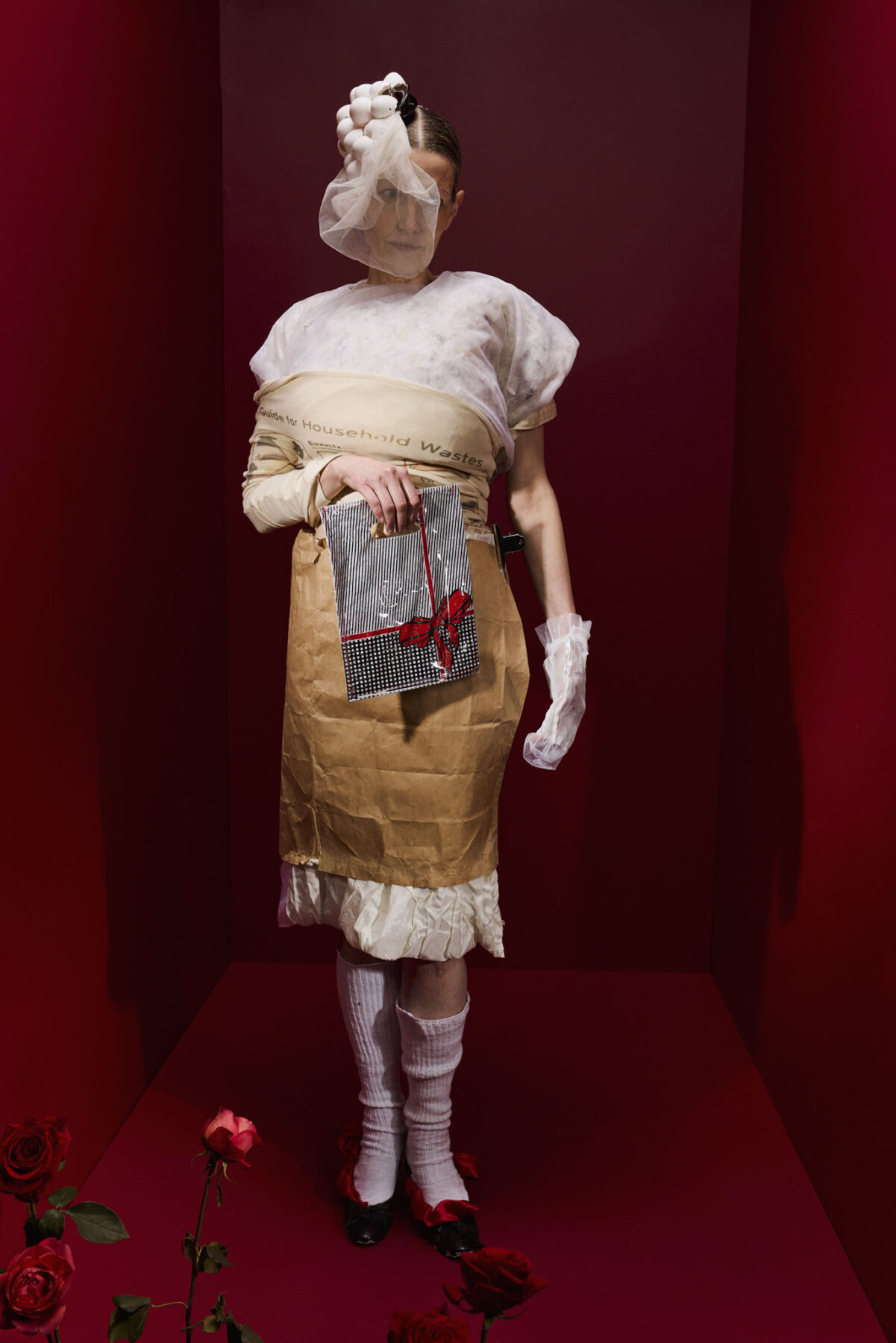 Model wearing Aalto University graduate collection