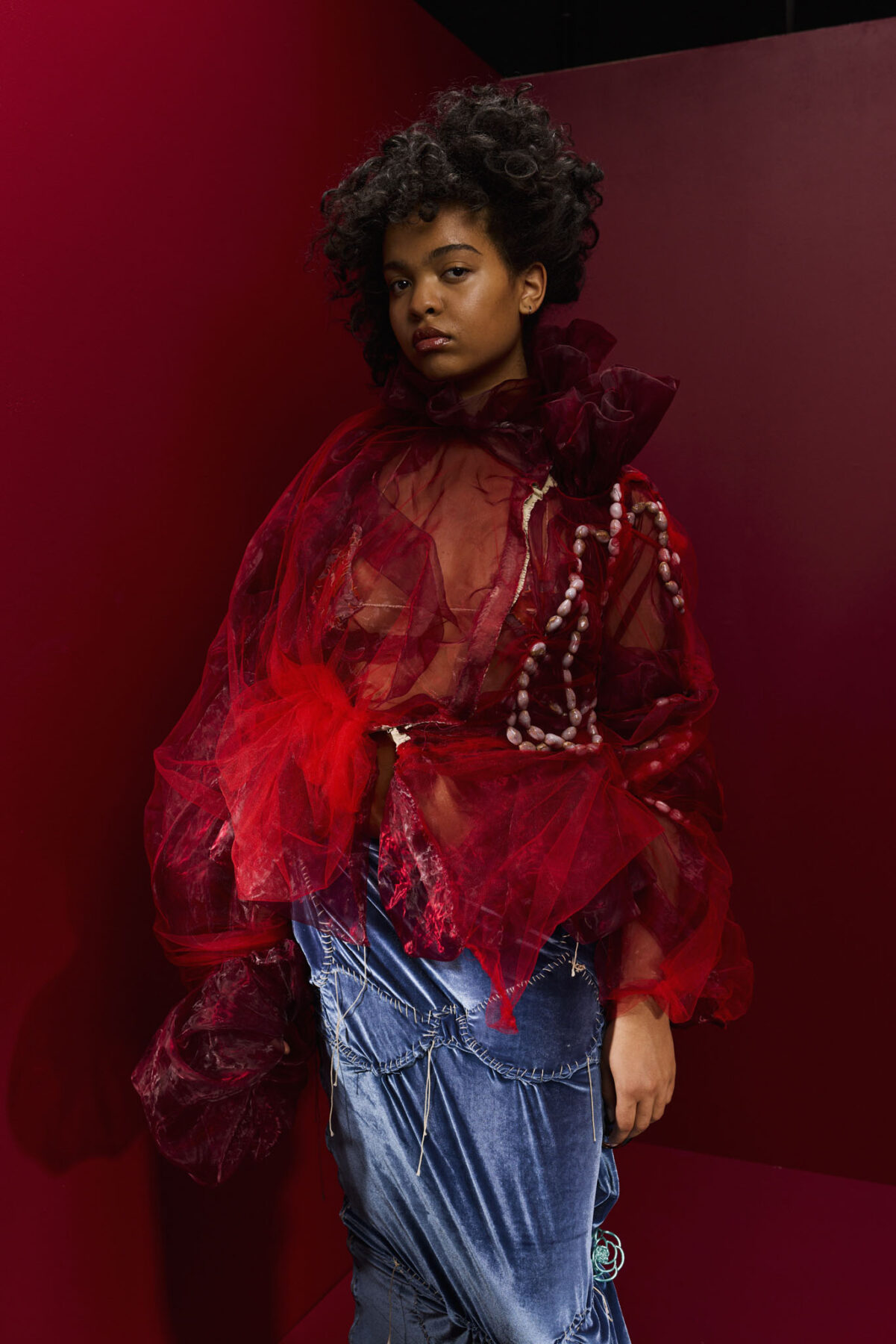 Model wearing Aalto University graduate collection