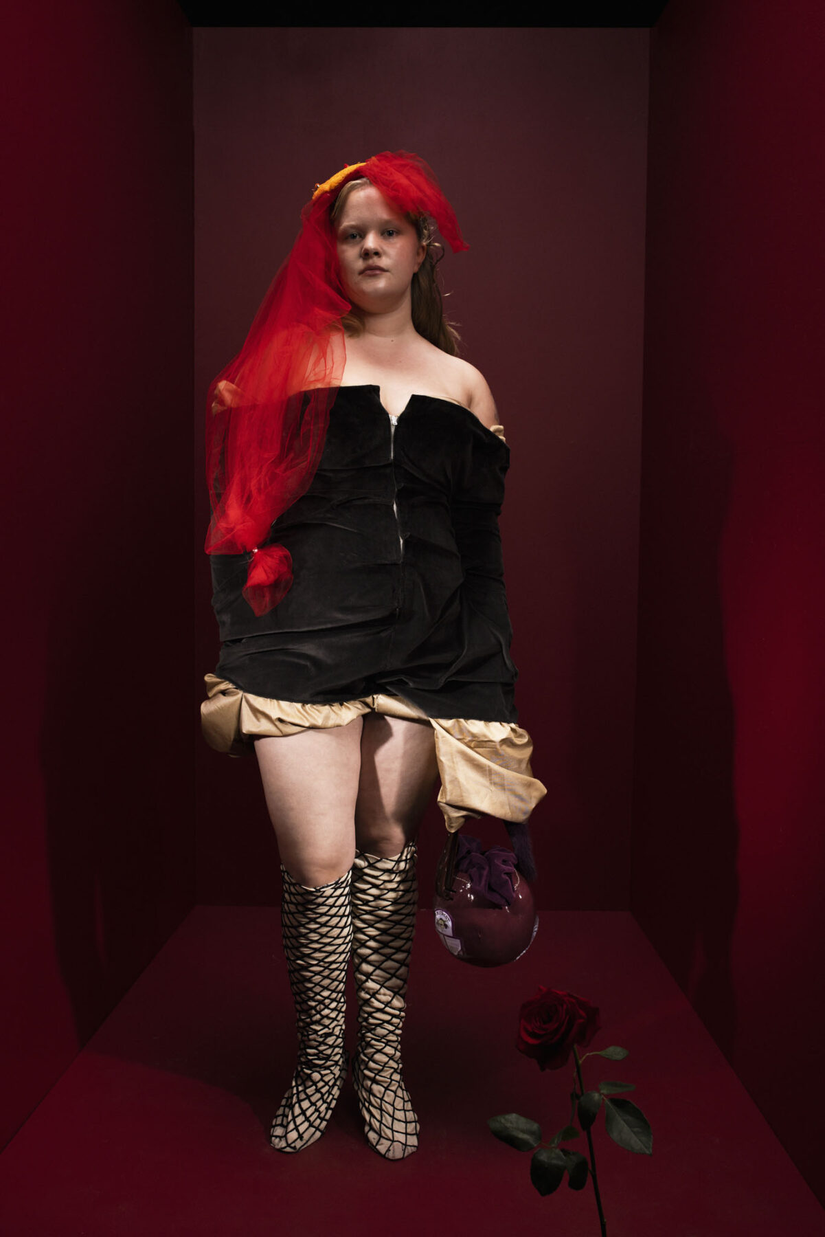 Model wearing Aalto University graduate collection